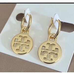 Tory Burch Gold Emblem Drop Earrings